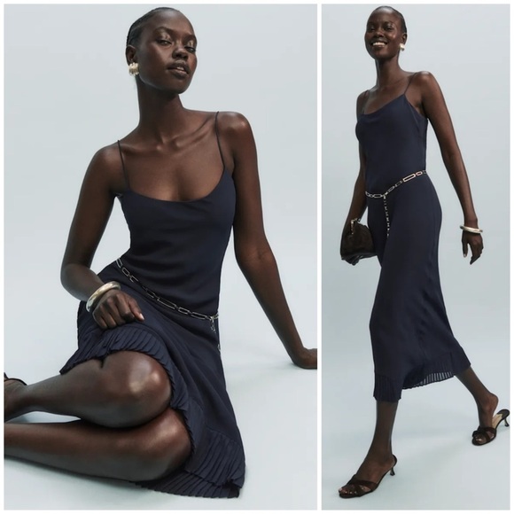 Reformation Navy Suki Midi Dress SZ US 6 - Picture 1 of 9